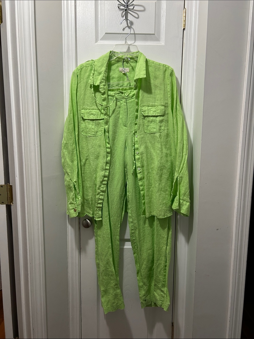 Charter Club Neon Lime Straight-Leg Pants with Matching Shirt